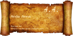 Anda Anna névjegykártya